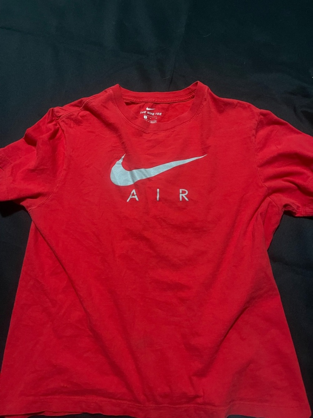 Nike Red Crewneck T-Shirt with White Swoosh Print